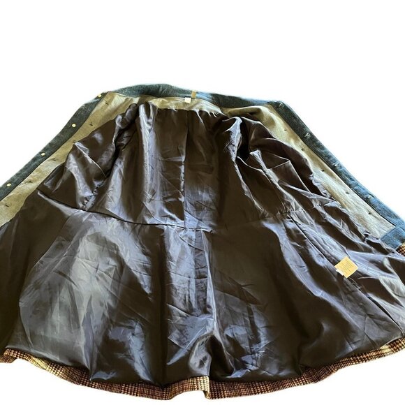 Sahali Plaid Tweed & Denim sz. 12 Lagen-Look Blue Tan Equestrian Riding Jacket - Picture 5 of 9